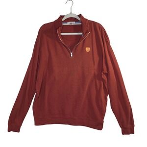 Peter Millar Quarter Zip PulloverSweatshirtRust Orange XL M's Golf Soft Cotton